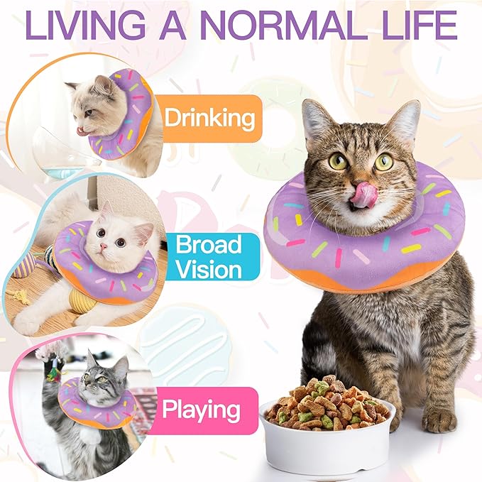 Cat Cone Collar Soft, Cute Cat Donut Collar After Surgery, Adjustable Kitten - Image 7