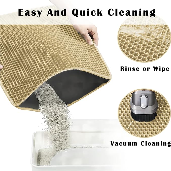 HCY&WLD 2-Pack Cat Litter Mat, Double Layer Honeycomb Waterproof Urine Proof - Image 6