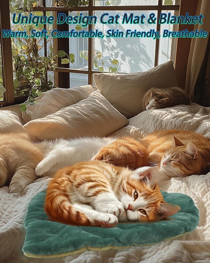 Cat Mat Self Warming Cat Bed 26"x20" Leaf Shaped Cotton Soft Warm Pet Pad - Image 5
