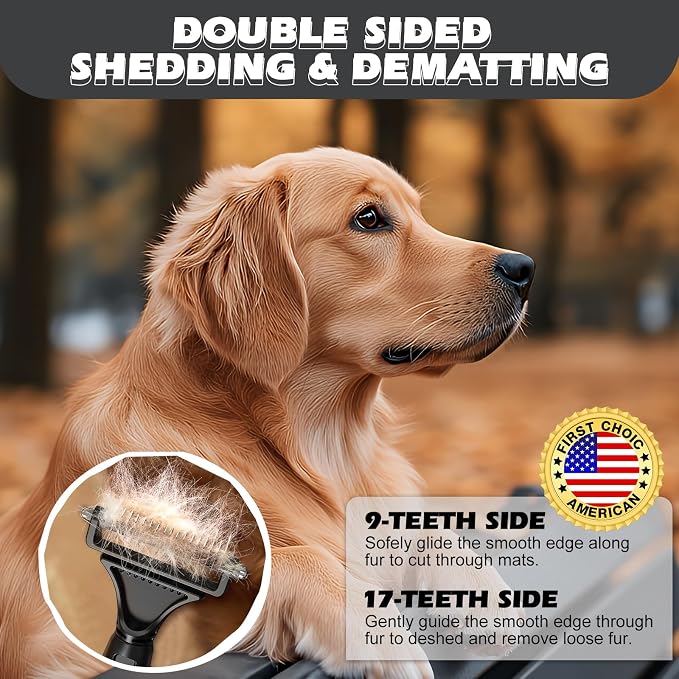 3PCS Pet Grooming Rake & Metal Comb & Flea Comb - Image 3