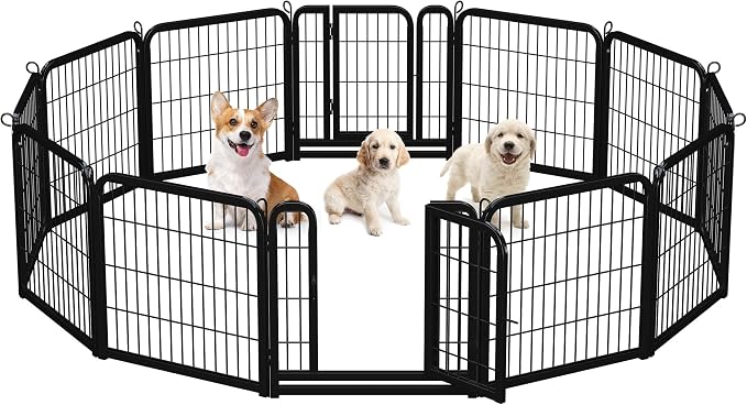 Yaheetech Dog Playpen Outdoor 24 inch 12 Panels Indoor Dog Fence Metal Dog Pen by Yaheetech