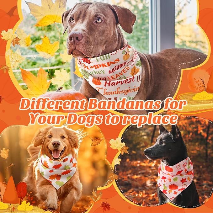 Abbylike 50 Pcs Fall Thanksgiving Dog Bandanas Bulk Pumpkin Bandanas - Image 6