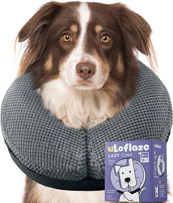 Soft Inflatable Dog Cone Collar Alternative After Surgery by Loflaze