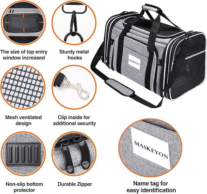 TSA Airline Approved Soft Sided Pet Carrier Top Loading 4 Side Expandable Large - Image 5