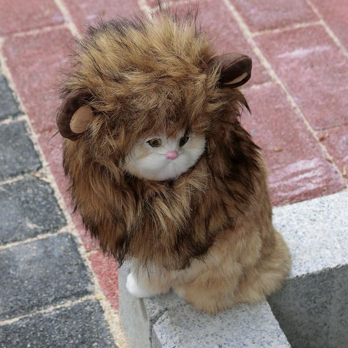Onmygogo Lion Mane Wig for Cats and Dogs, Funny Pet Cat Costumes for Halloween - Image 4