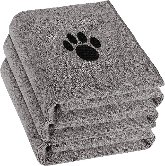 3 Pack Microfiber Dog Towels for Drying Dogs, Super Absorbent and Soft Pet by Puomue