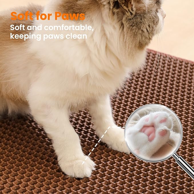 Cat Litter Mat, 24x18 Inches Large Double Layer Honeycomb Cat Litter Trapping - Image 7