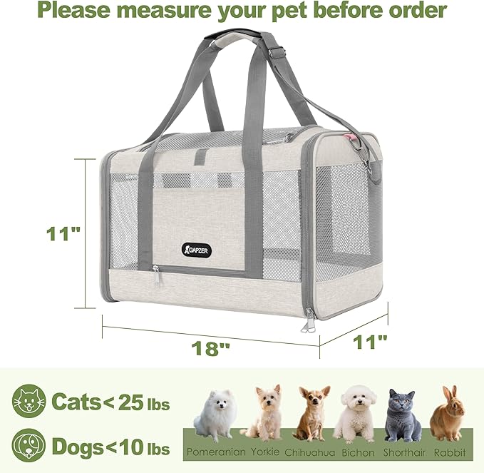 Cat Carrier American Airline Approved 18x11x11, Top Opening Sturdy Soft Pet - Image 2