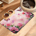 Rose Pink Dog Cat Food Mat, Butterfly Absorbent Waterproof Placemat by Unknown
