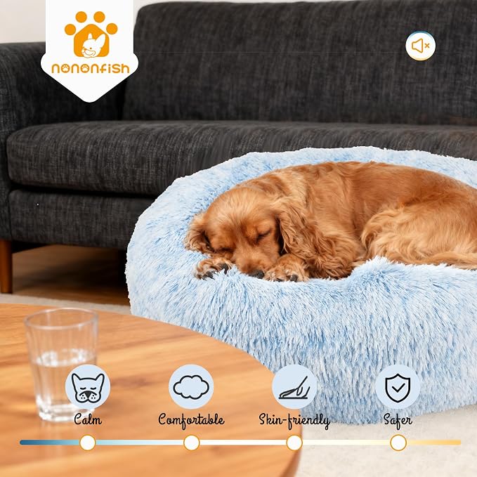 Calming Dog Bed for Medium Dogs Washable Donut 30 inches Anti-Slip Pet Bed - Image 6