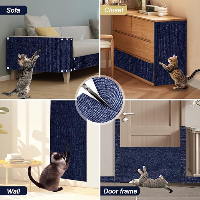 Cat Scratching Mat, 118.5"x15.9" Trimmable Self-Adhesive Cat Scratch Carpet - Image 8