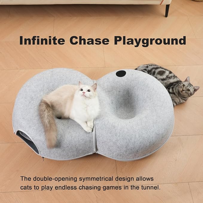 8-Shaped Large Cat Tunnel Bed for Indoor Cats, Infinite Circulation Peekaboo - Image 5