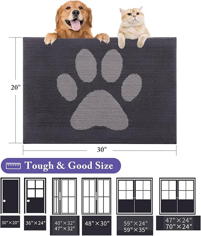 Buganda Dog Door Mat for Muddy Paws, Absorbent Dirt Trapper Non Slip Indoor - Image 2