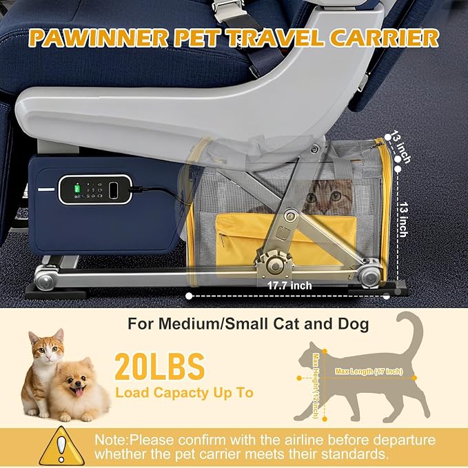 Pawinner Cat Carriers, 17.7"x13"x13" Collapsible Pets Travel Carriers Dog - Image 5