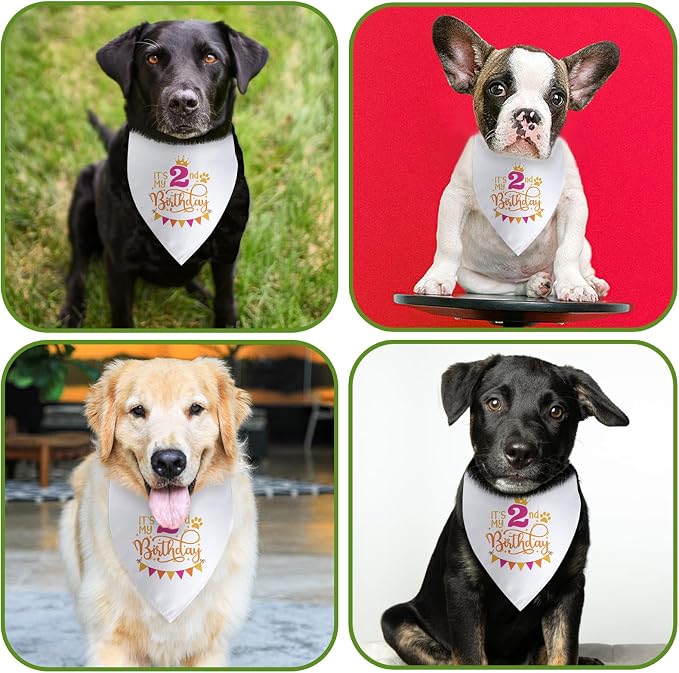 It's My 2nd Birthday Dog Bandana Happy 2nd Birthday Pet Triangle Scarf - Image 4