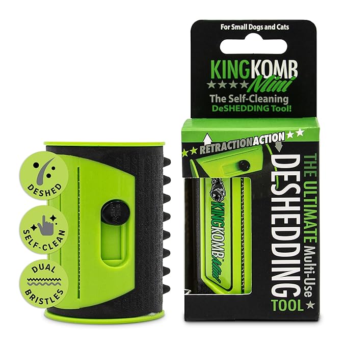 King Kanine Mini King Komb Pet Grooming Brush, Self Cleaning Deshedding | by KingKanine