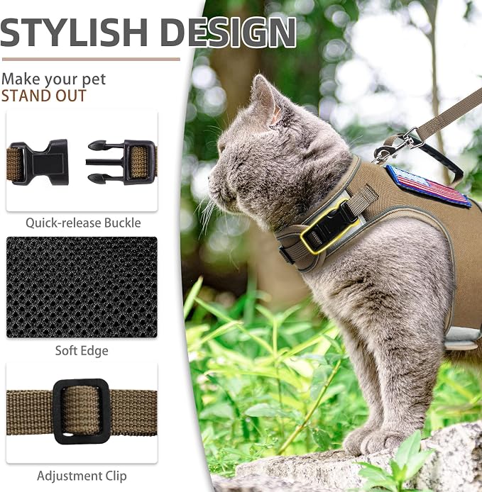 PUPTECK Soft Mesh Cat Vest Harness and Leash Set Puppy Padded Pet Harnesses - Image 3