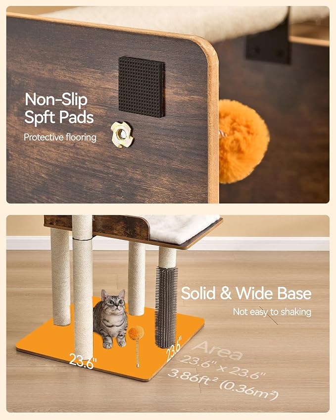 FourFurPets 43.7" Cat Tree, Modern Cat Tree Tower, Cat Tower - Image 9