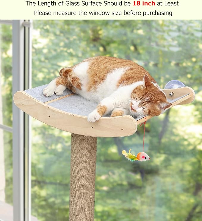 Window Cat Perch with Scratching Posts, Mounted with 3 Strong Suction Cups - Image 3