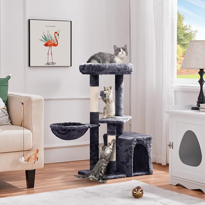 Topeakmart Cat Tree Cat Tower for Indoor Cats, 34.5in Cute Cat Tree Activity - Image 2