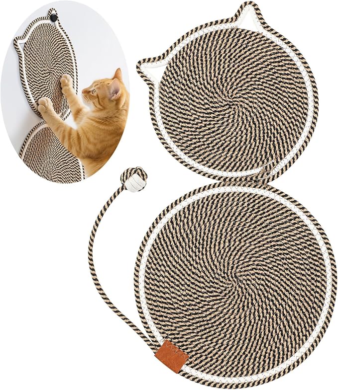 25.6 Inch Large Scratching Mat for Indoor Cats Natural Cotton Rope Flat by Shinylin
