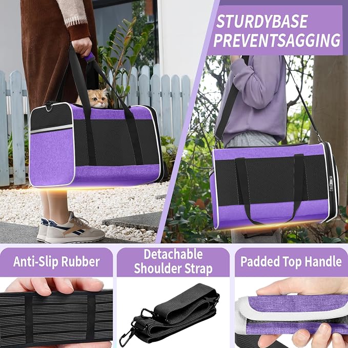 Pet Carrier for Large Cat 20 lbs+ / Soft Sided Small Dog 12 Pounds Travel Crate - Image 5