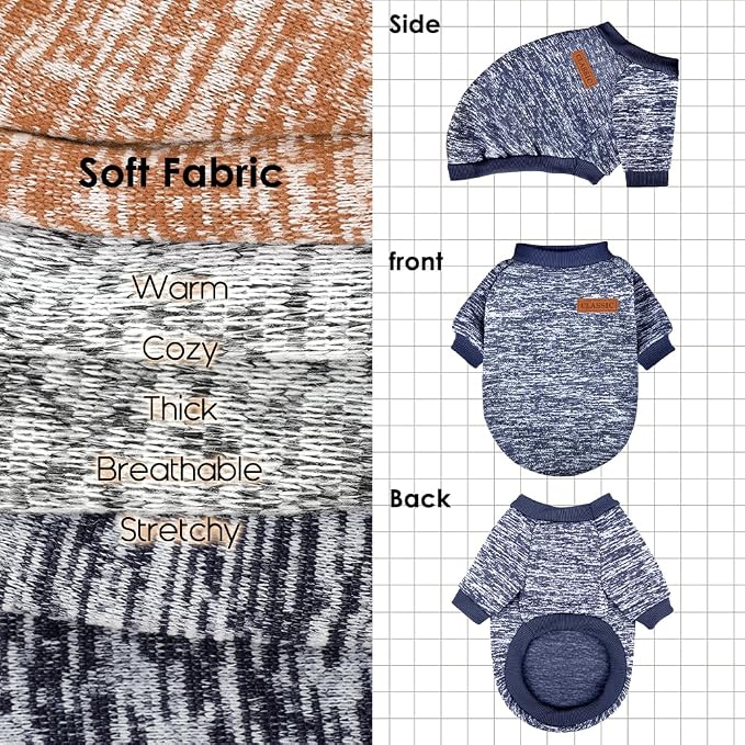 3 Pack Dog Sweaters for Small Dogs Girl Boy Winter Fleece Clothes Warm Soft Dog - Image 4