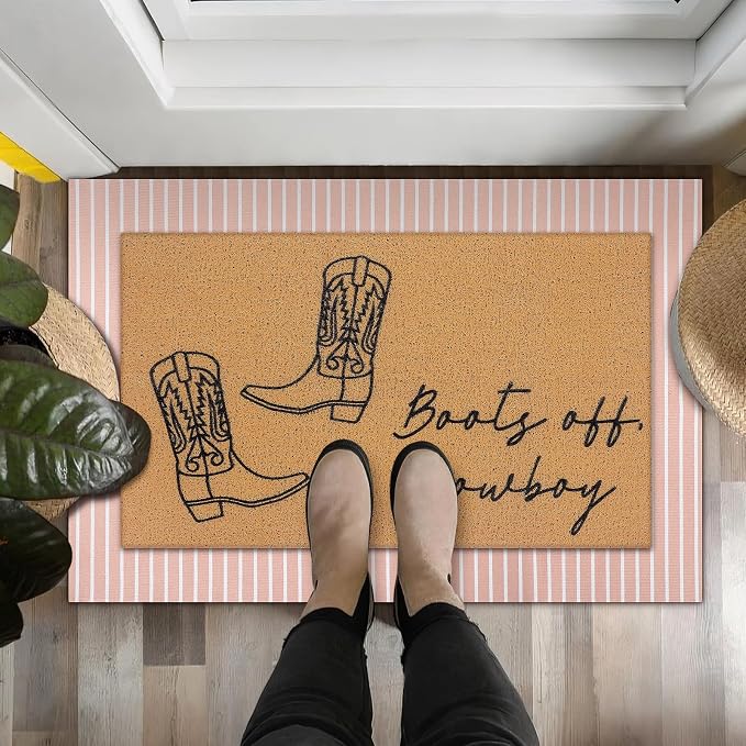 Tinideya 2 Pcs Door Mat Welcome Non Slip Coir Mats Floor Layering Doormats - Image 6