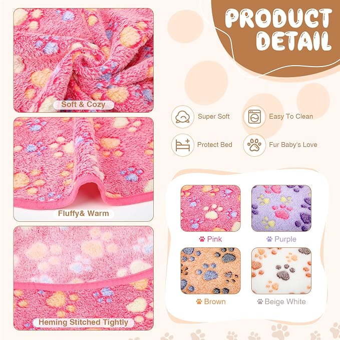 Tatuo 4 Pcs Dog Blanket for Pet Cat Blankets Indoor Puppy Teething Stuff Toys - Image 2