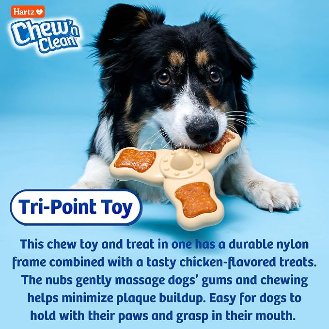 Hartz Chew ‘n Clean Chew Toy and Treat in One Chicken Flavored Tri-Point Dog Toy - Image 5