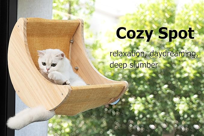 HAPYKITYS Window Cat Bed Moon Perches, Mounted - Image 4