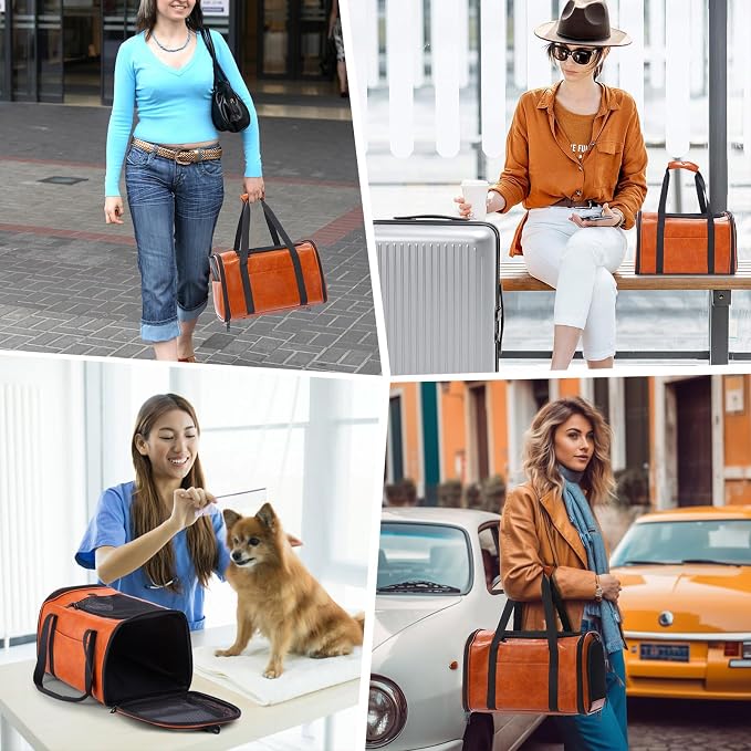Fashion Leather Dog Carrier Cat Carrier Airline Approved Pet Carrier - Image 7