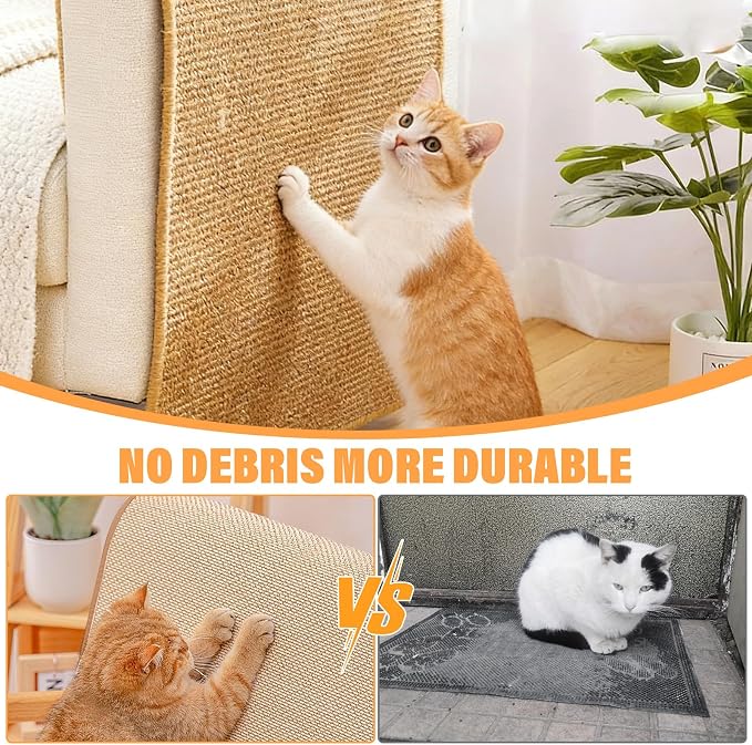 4 Pack Cat Scratcher Mat, Fabric Sisal Cat Scratching Pad - Image 4