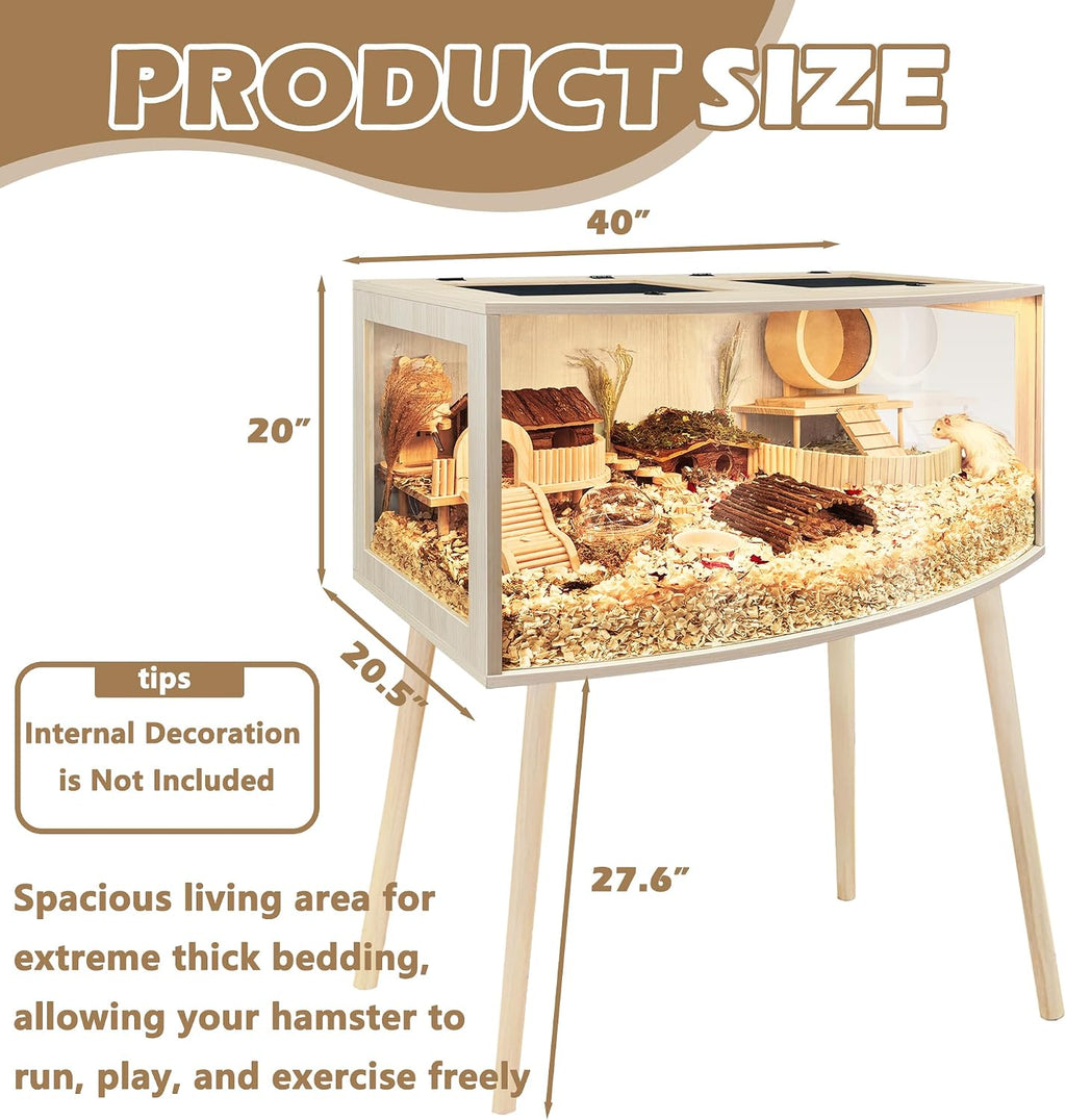 Prolee Wooden Hamster Cage with Stand, Curved Design - GlobalHabitat Supply