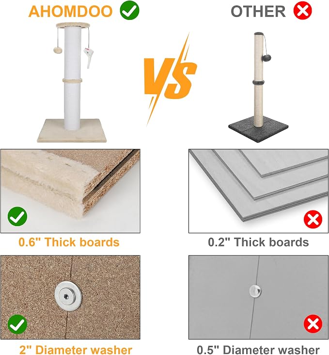 Cat Scratching Post 34 Inches Heavy Duty and Thicker Cat Scratching Post Sisal - Image 4