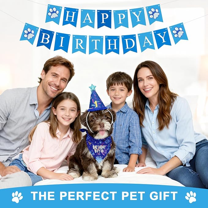 Dog Birthday Party Decorations, Adjustable Dog Bandana Set - Image 7