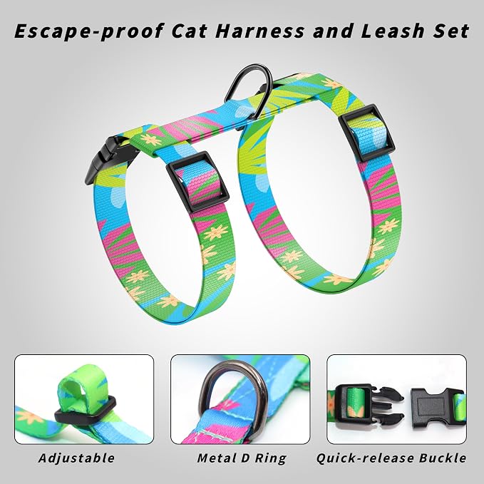 Cat Harness and Leash Set, Adjustable Kitten Harness Escape Proof Cats Harness - Image 4