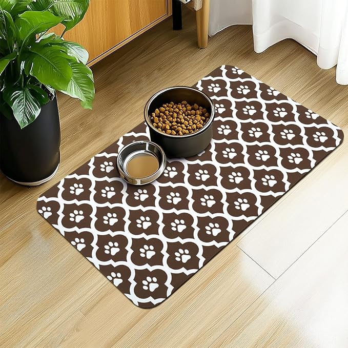 Dog Food Mat 24X32 Inch Pet Feeding Absorbent Mats by Xspatroias