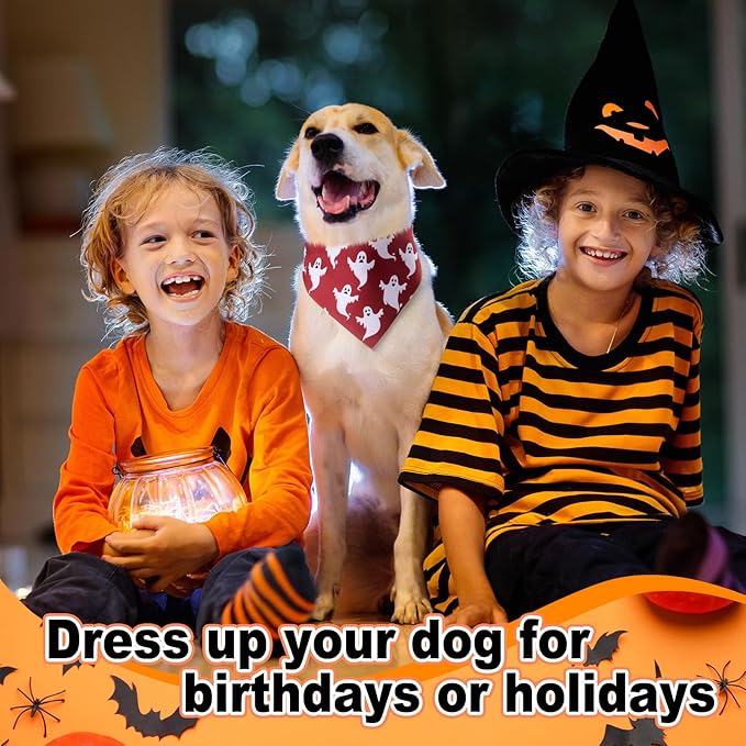 Sanwuta 120 Pcs Halloween Dog Bandanas Bulk Skeletons Pumpkin Bat Skull Ghost - Image 6