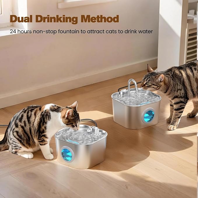 Stainless Steel Cat Water Fountain: 108oz/3.2L Pet Water Fountains Cat Watering - Image 3