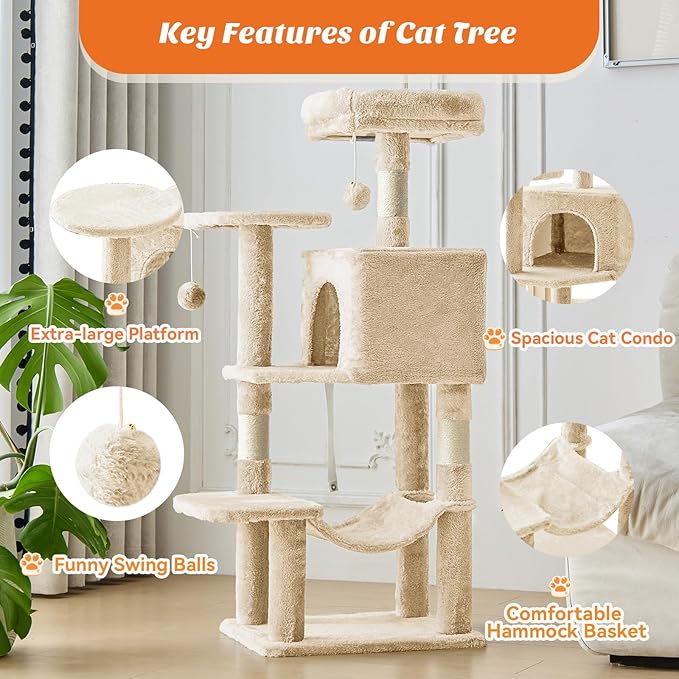 Sweetcrispy 44 inch Cat Tree Tower, Small Cat Climbing Tower - Image 2
