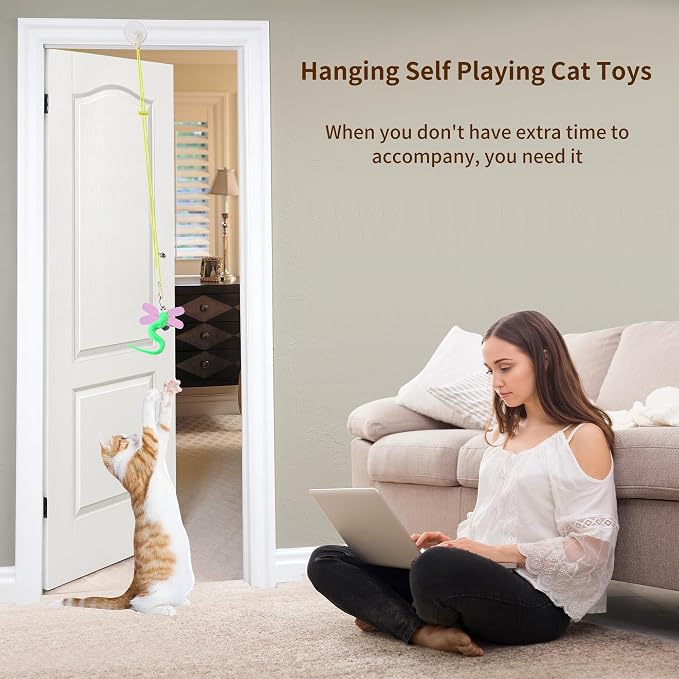 Interactive Cat Toys, 1 Interactive Wand, 8 Assorted Teaser Refills and 3 - Image 2