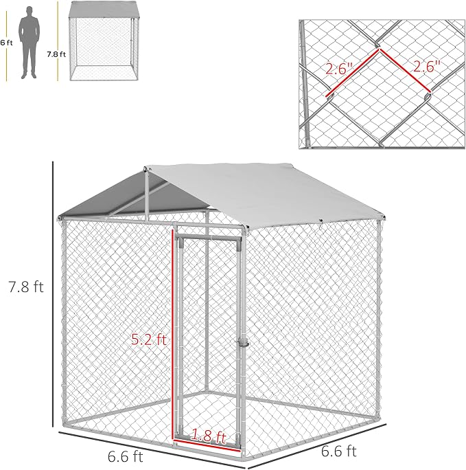 PawHut Outdoor Dog Kennel, Heavy Duty Dog Run Outdoor Fence - Image 7