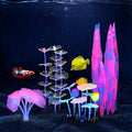 Lpraer 4 Pack Glow Aquarium Decorations Coral Anemone Lotus Leaf Seaweed by Lpraer