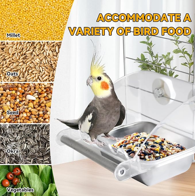 Bird Feeder for Cage, Parakeet Cage Feeder No Mess Bird Dish - Image 4