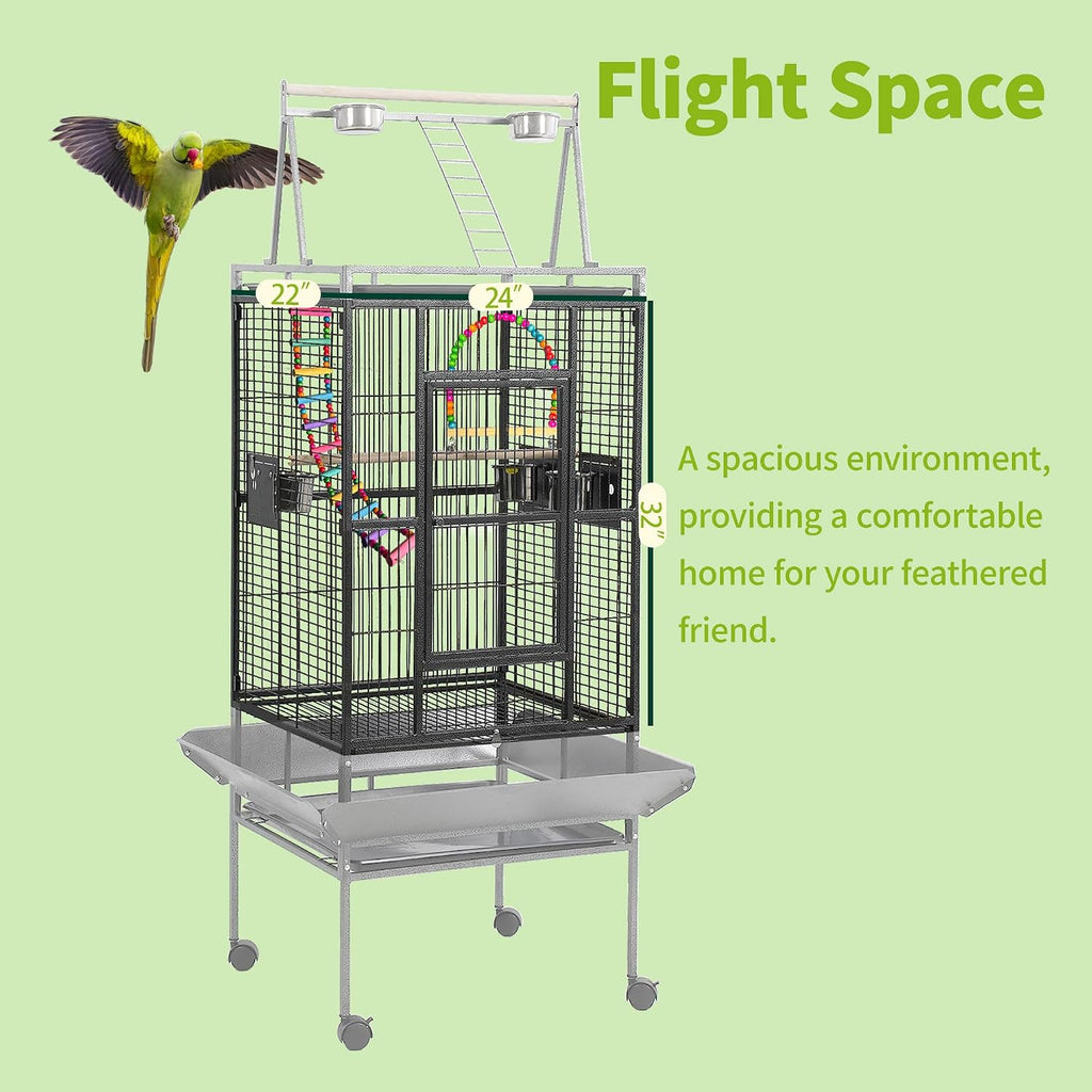 68 Inch Large Bird Cage with Playtop and Stand - GlobalHabitat Supply