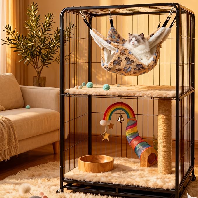 Cat Hammock for Cage, Soft Warm Hanging Bed for Kitten, Guinea Pig, Chinchilla - Image 7