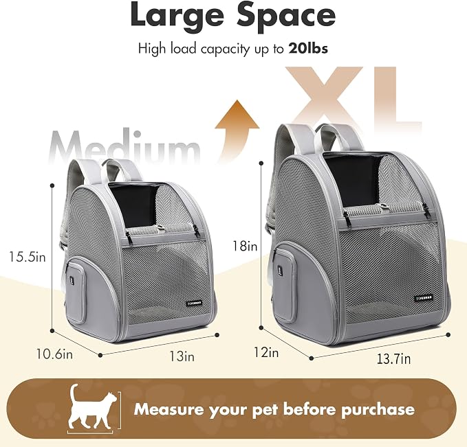 Pet Backpack Carrier ，Large Cat Carrier Backpack Up to 20 Lbs - Image 2