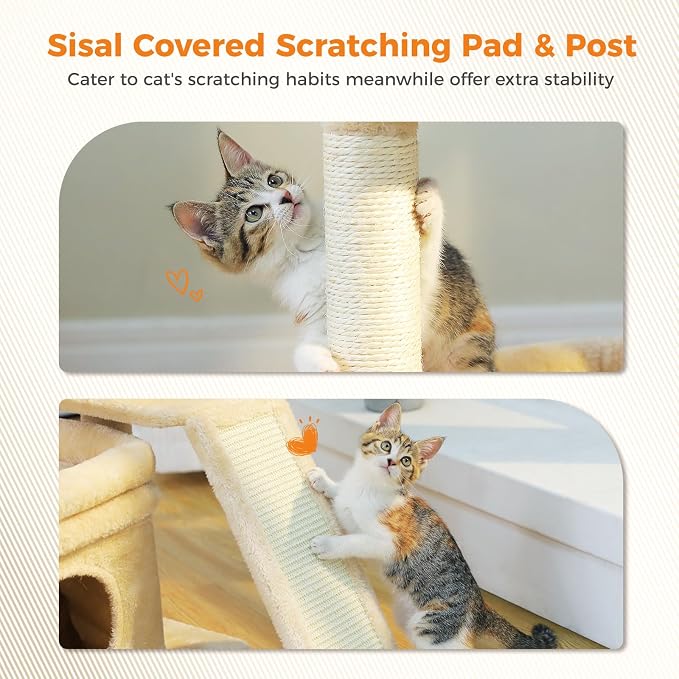 PEQULTI Small Cat Tree Tower for Large Adult Cats - Image 4