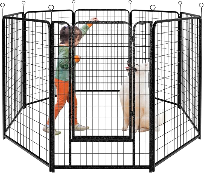 Dog Playpen Outdoor Extra Wide 8 Piece Panels Heavy Duty Dog Fence 50" Height by Committedtobetterpetlife